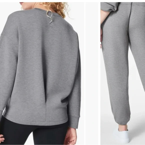 SPANX Air Essentials 2 piece set sweatshirt top 1X and jogger pants 2X gray EUC - Picture 15 of 16